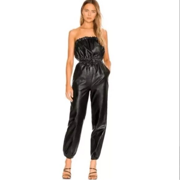 LOVERS AND FRIENDS HEILA FAUX LEATHER JUMPSUIT